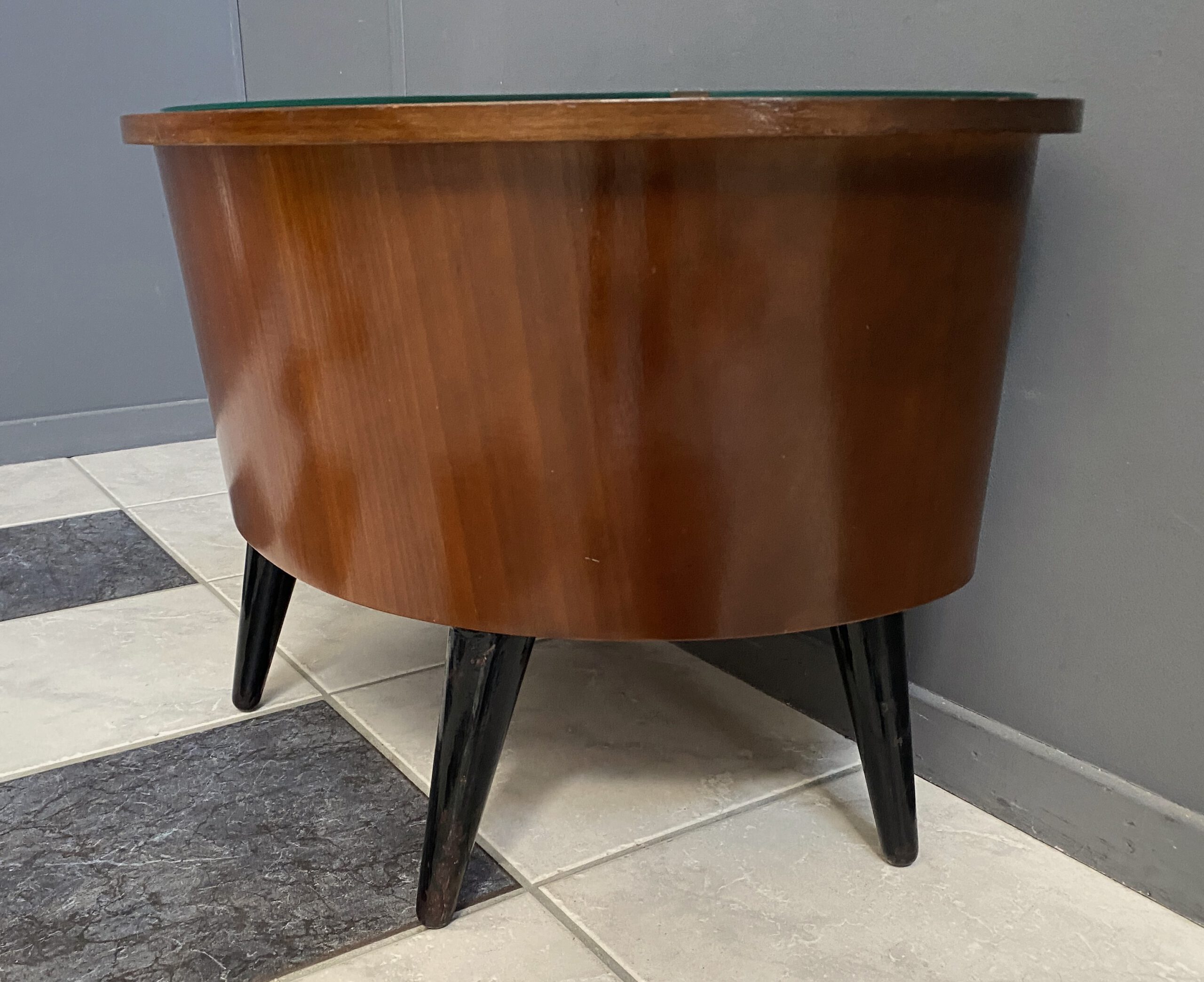 Small Kidney Shaped Cabinet With Glass On Top 1960S image 5