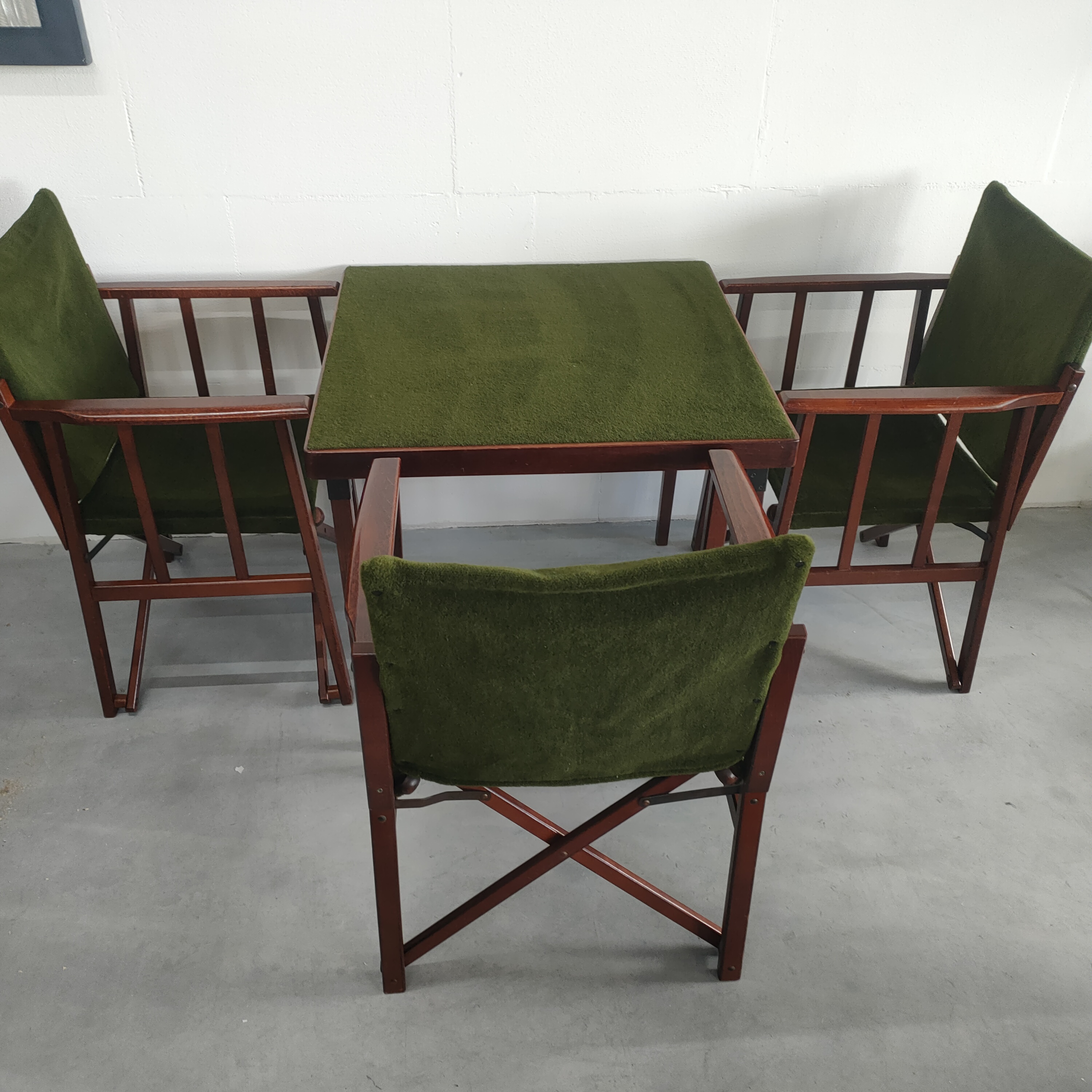 Unieke En Zeldzame Jaren 50 Green Brothers 'foldable' Regisseursstoelen Bridge Tafelset image 14