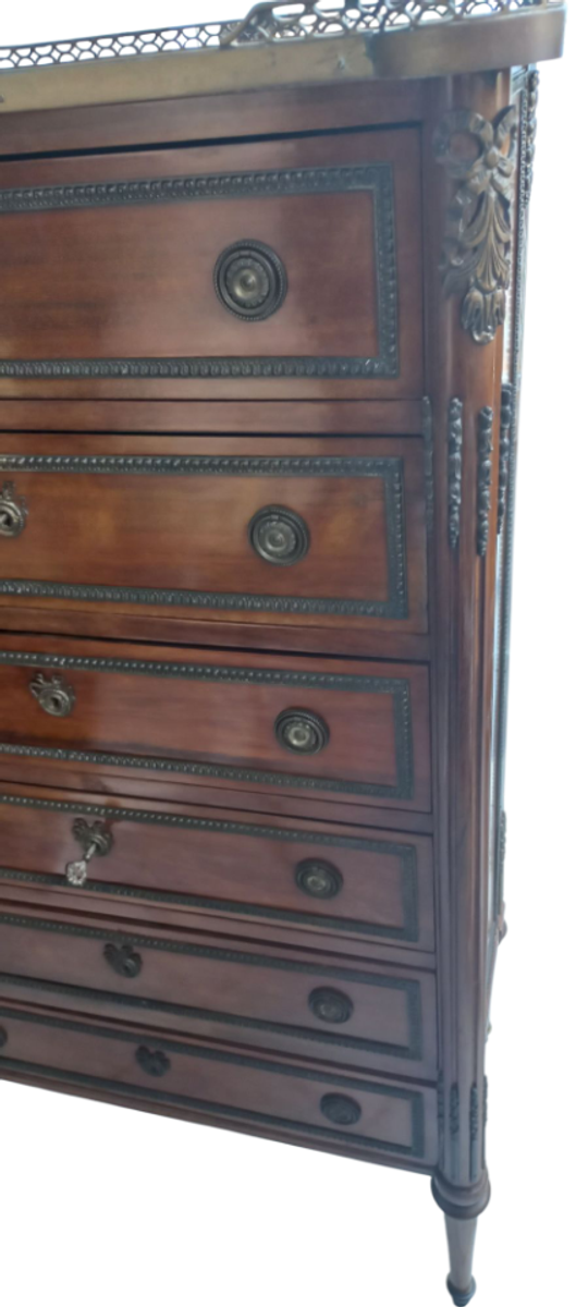 Louis Xvi 6 Laden Commode Met Grijs Marmeren Tablet image 12