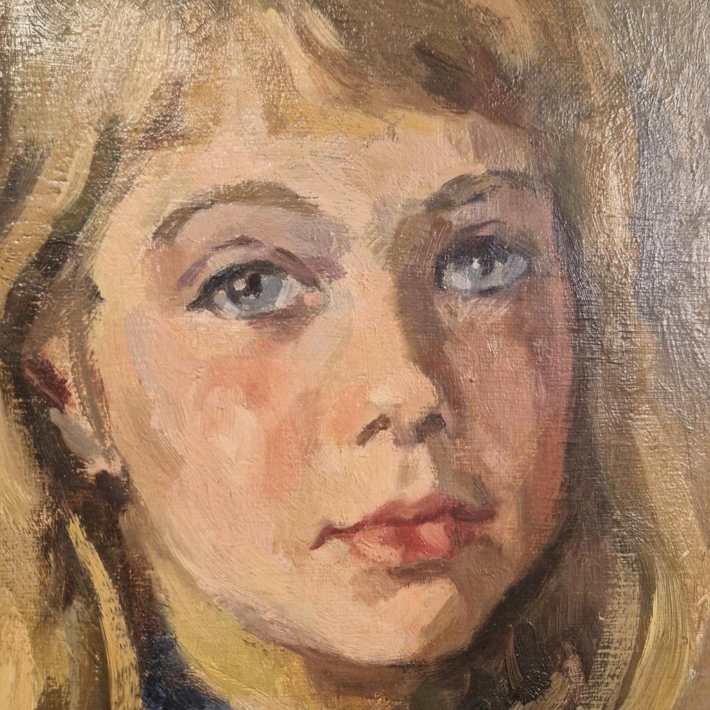 Mari Trappeniers Oud Schilderij Portret Olieverf Op Doek image 9