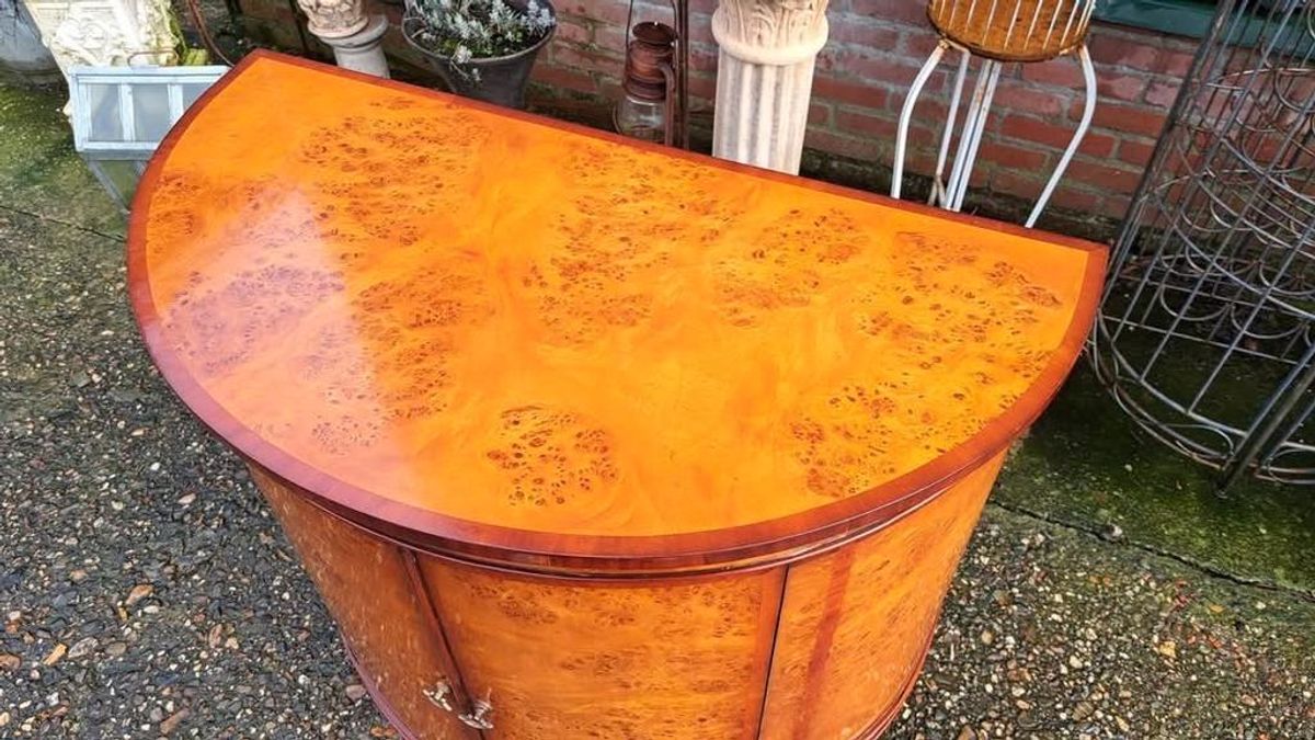 Antieke Wortelnoten Houten Commode Wandconsole, Wandkast, H image 6