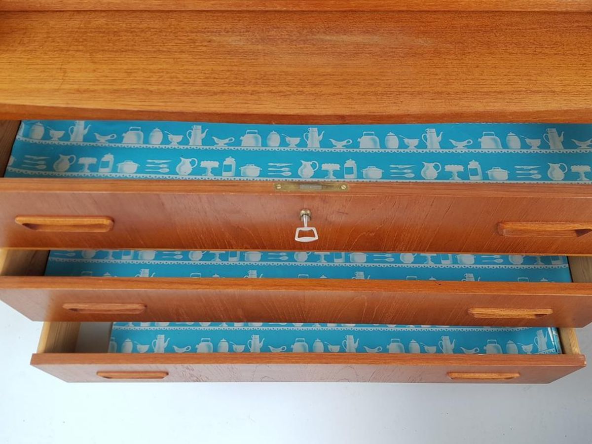 Vintage Deense Teakhouten Secretaire | Wandkast | Ladenkast image 5
