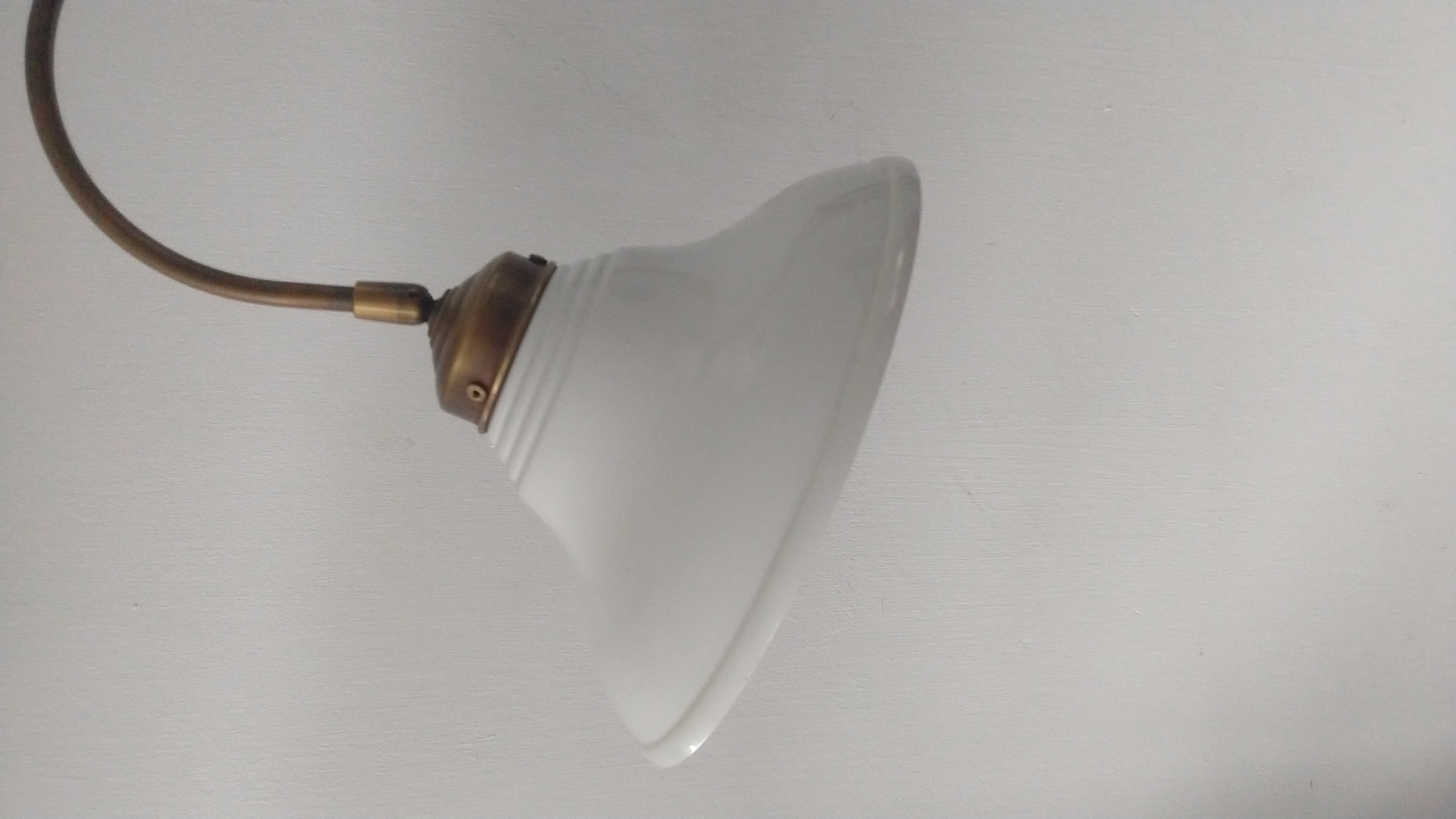 Vintage Messing Vloerlamp Met Metalen Emaille Kappen image 3
