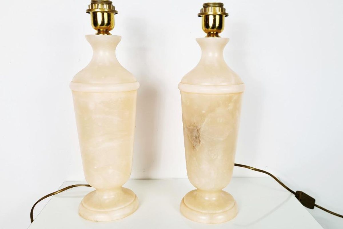 Hollywood Regency Alabaster Lampen Marmer Roze image 4