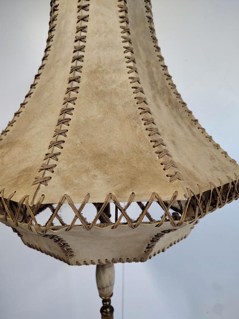 Vintage Staande Lamp Met Lederen Kap image 3