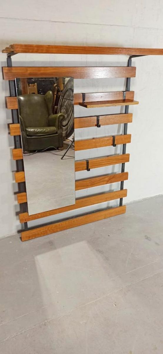Vintage Mid Century Wandkapstok Met Spiegel image 2