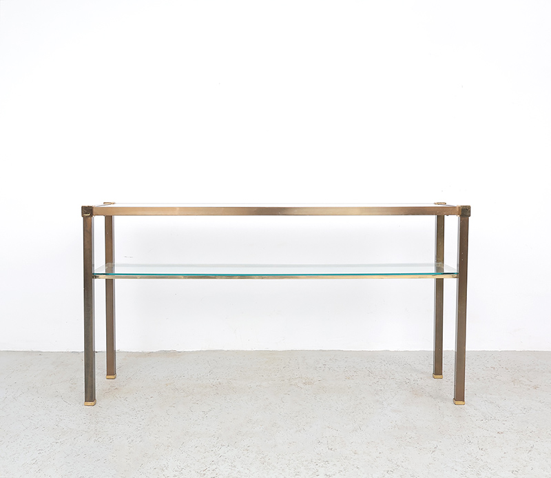 Messing En Glas Consoletafel, 1970s image 7