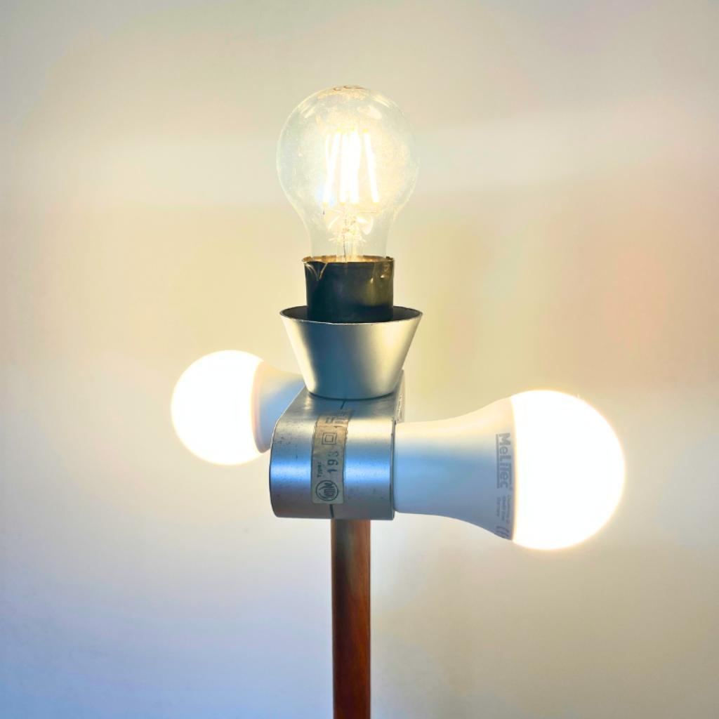 Midcentury Design Vloerlamp - Teak, Ecru Kap Temde Leuchten image 7