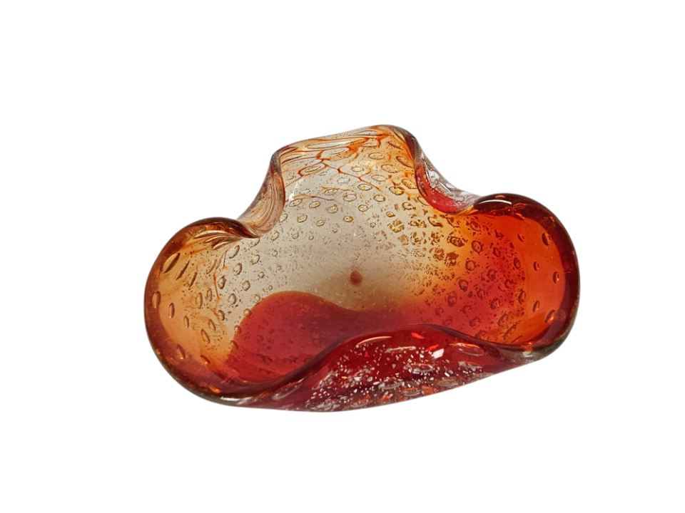 Barovier & Toso - Schaaltje - Asbak - Helder Glas - Rood Met Ingesloten Zilver Deeltjes - 50'S image 11