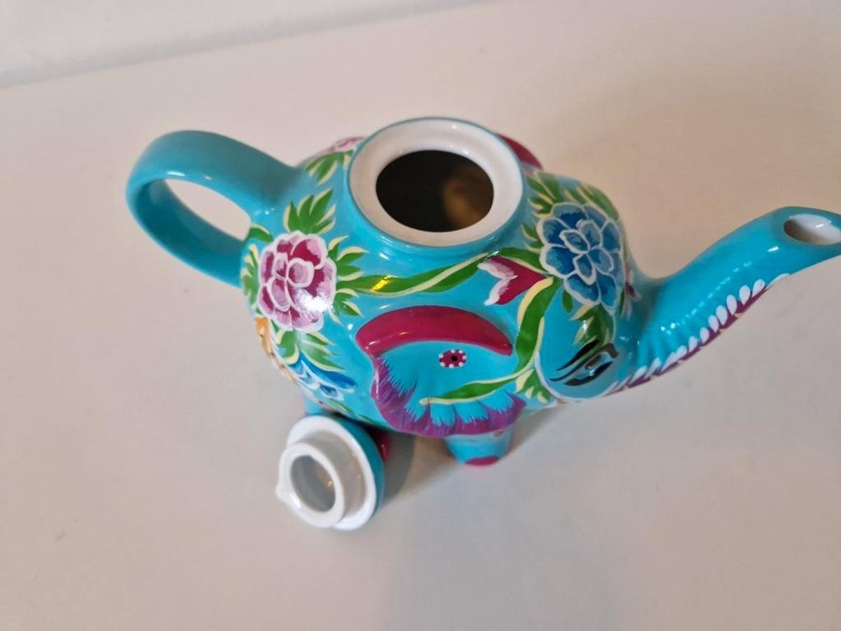 Vintage Theepot Koffiepot Olifant Keramiek image 6
