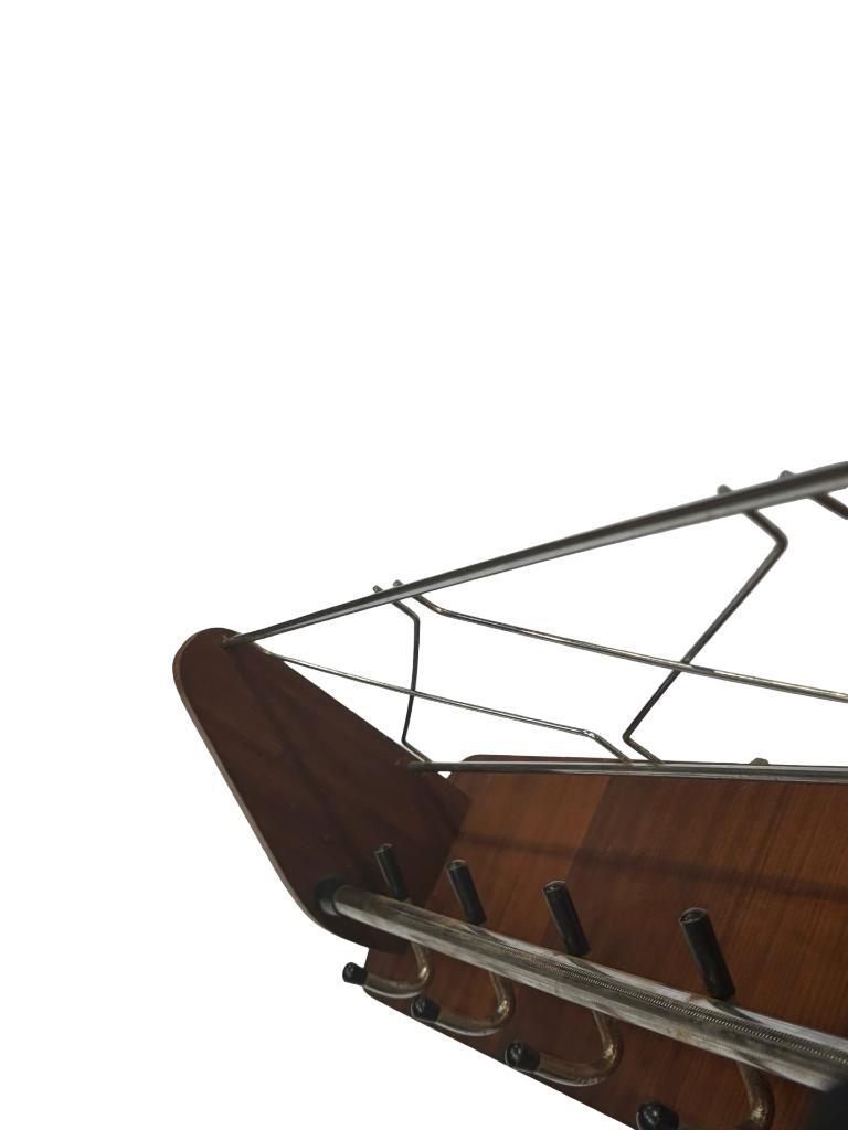 Vintage Wandkapstok Teak En Chroom Jaren 60/70 image 18