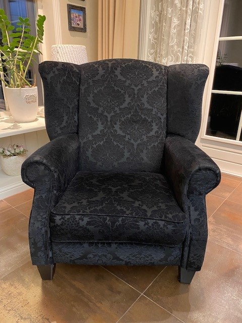 Oorfauteuil Barok Zwarte Stof image 3