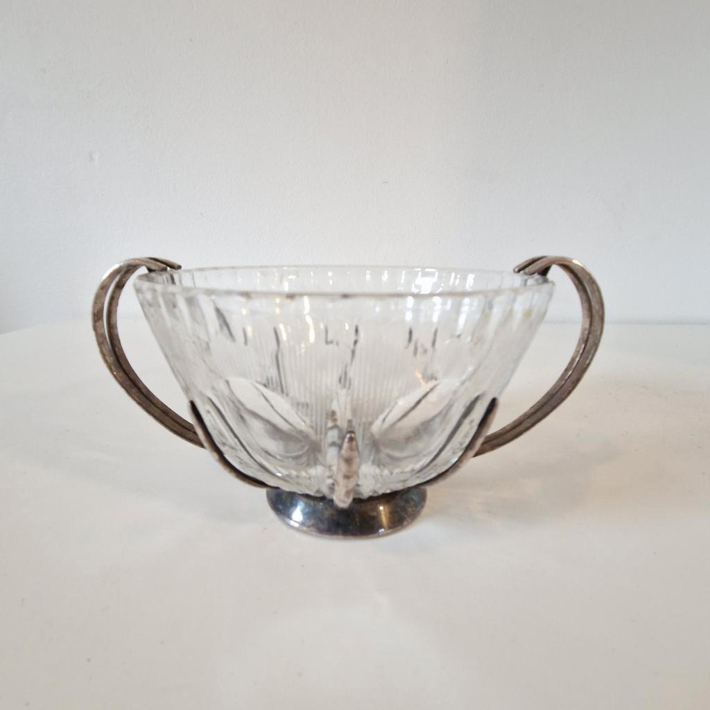 Antieke Kristal Met Zilver Suikerpot Schaal image 2
