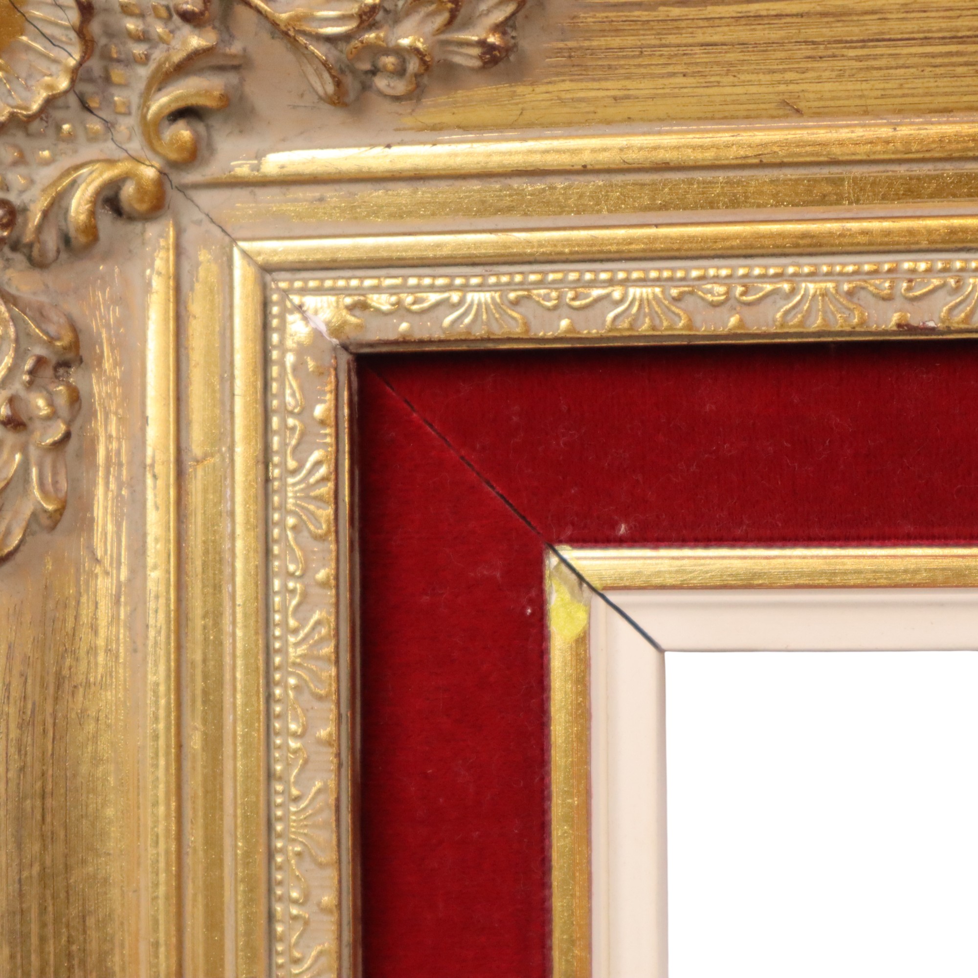 Vintage Vergulde Lijst Barok Stijl Rood Fluweel Klassiek 76x56cm image 9