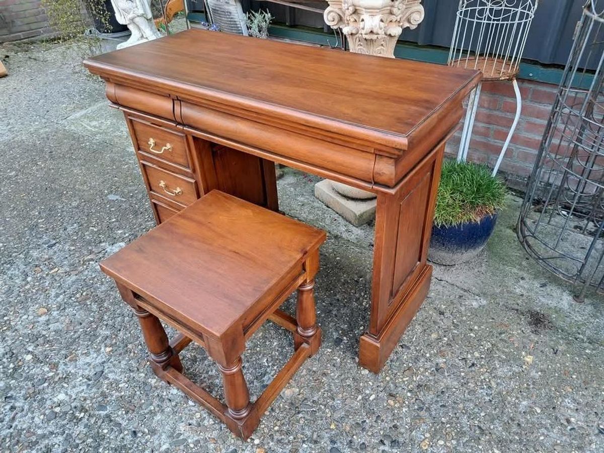 Klassieke Mahonie, Houten Kaptafel, Bureau, Schrijftafel Met image 3