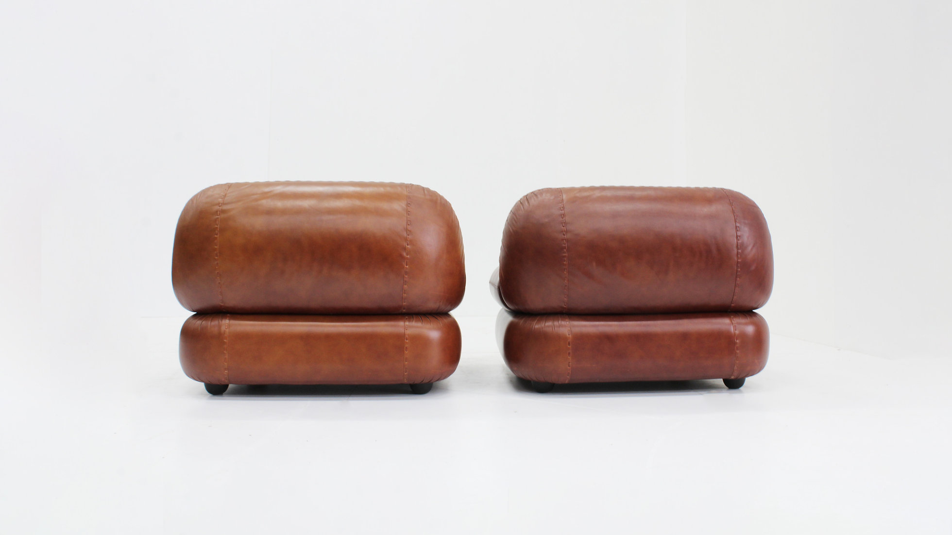 Set Sapporo Italiaanse Leren Fauteuils Mobil Girgi Jaren 70 image 4