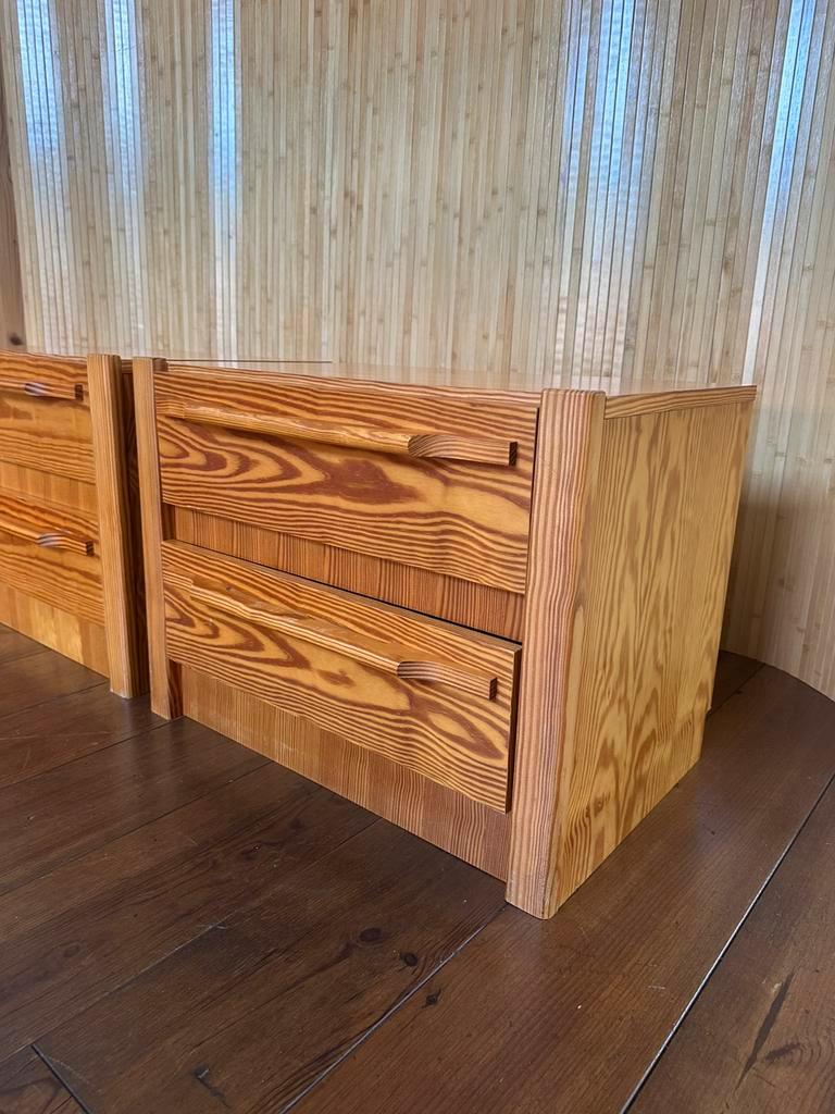 Set/2 Vintage Grenen Nachtkastjes / Ladekastjes image 7