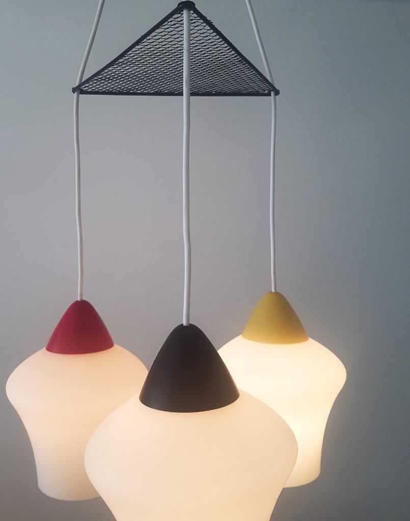 Vintage Jaren '50 Hanglamp In Opaline Glas image 7