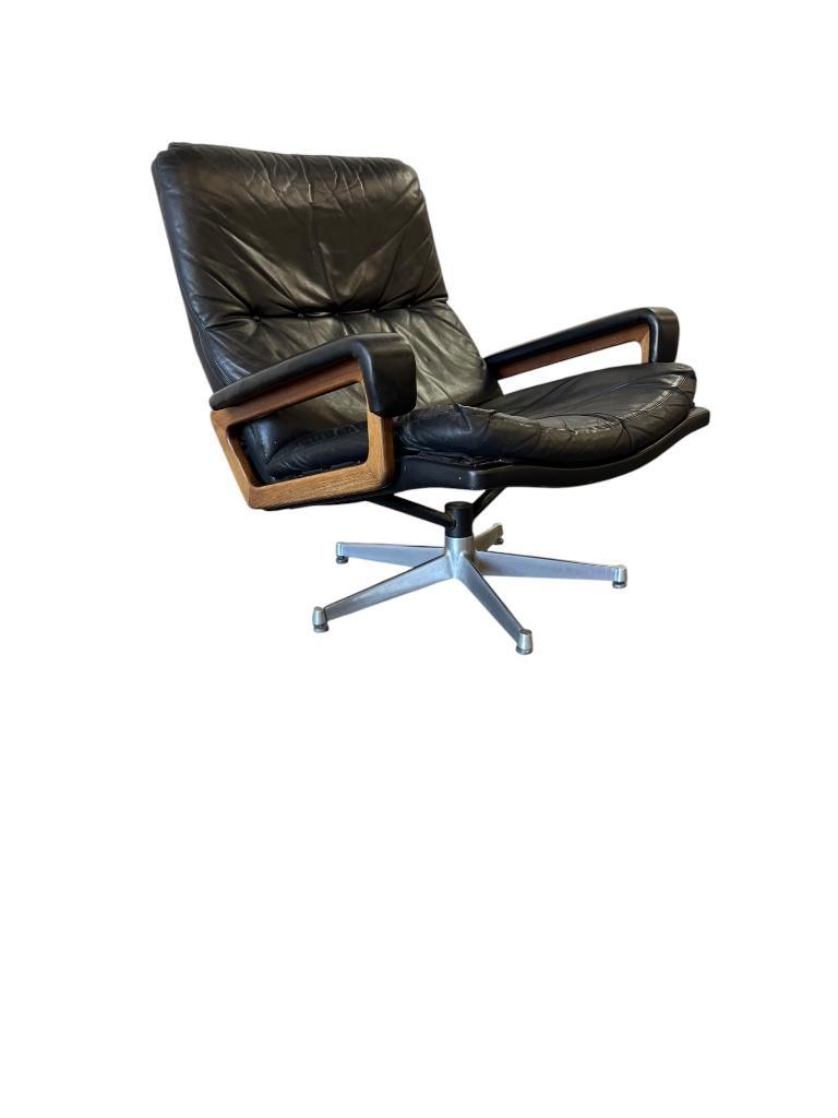 Vintage Zwart Lederen Fauteuil / Eenzit Andre Vandenbeuck image 21