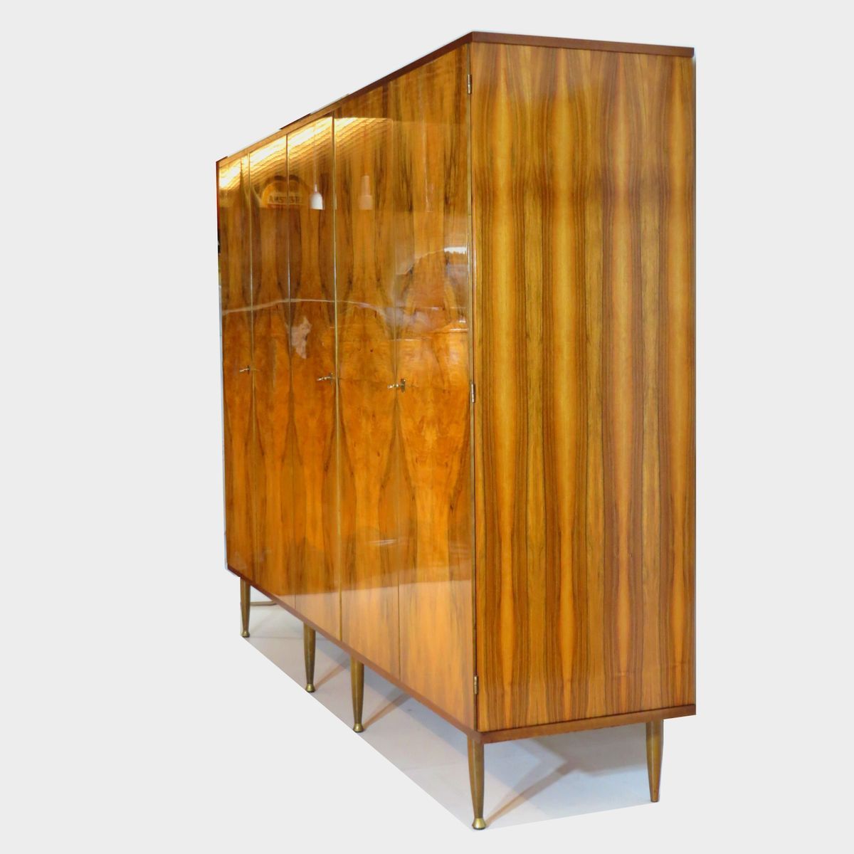 Vintage Mid Century 5-deurs Kledingkast In Walnoot, 1960s image 6