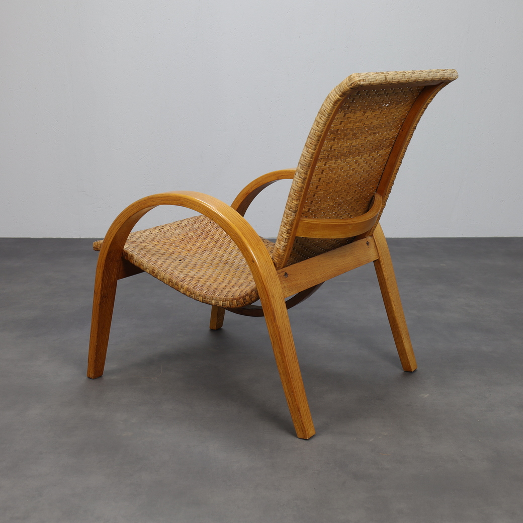 Rare Armchair In Wood And Woven Rattan, 1960s image 6