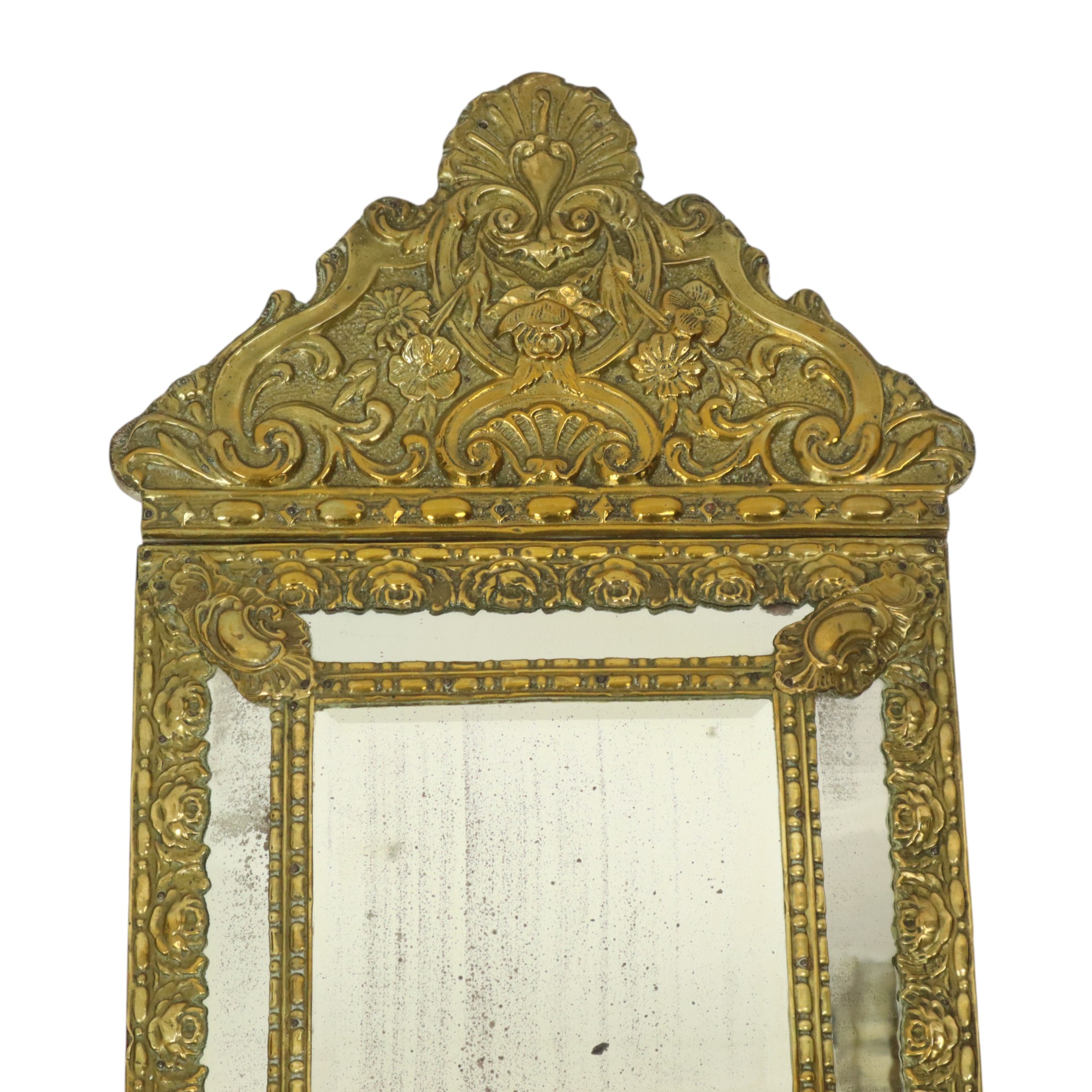 Antieke Kussenspiegel Repousse Spiegel Facet Frankrijk 19de Eeuw image 3