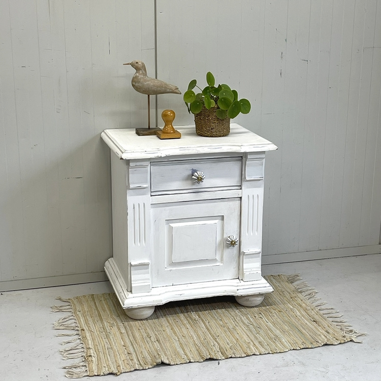 Shabby Brocante Kastje Wit Sleets Nachtkastje image 4
