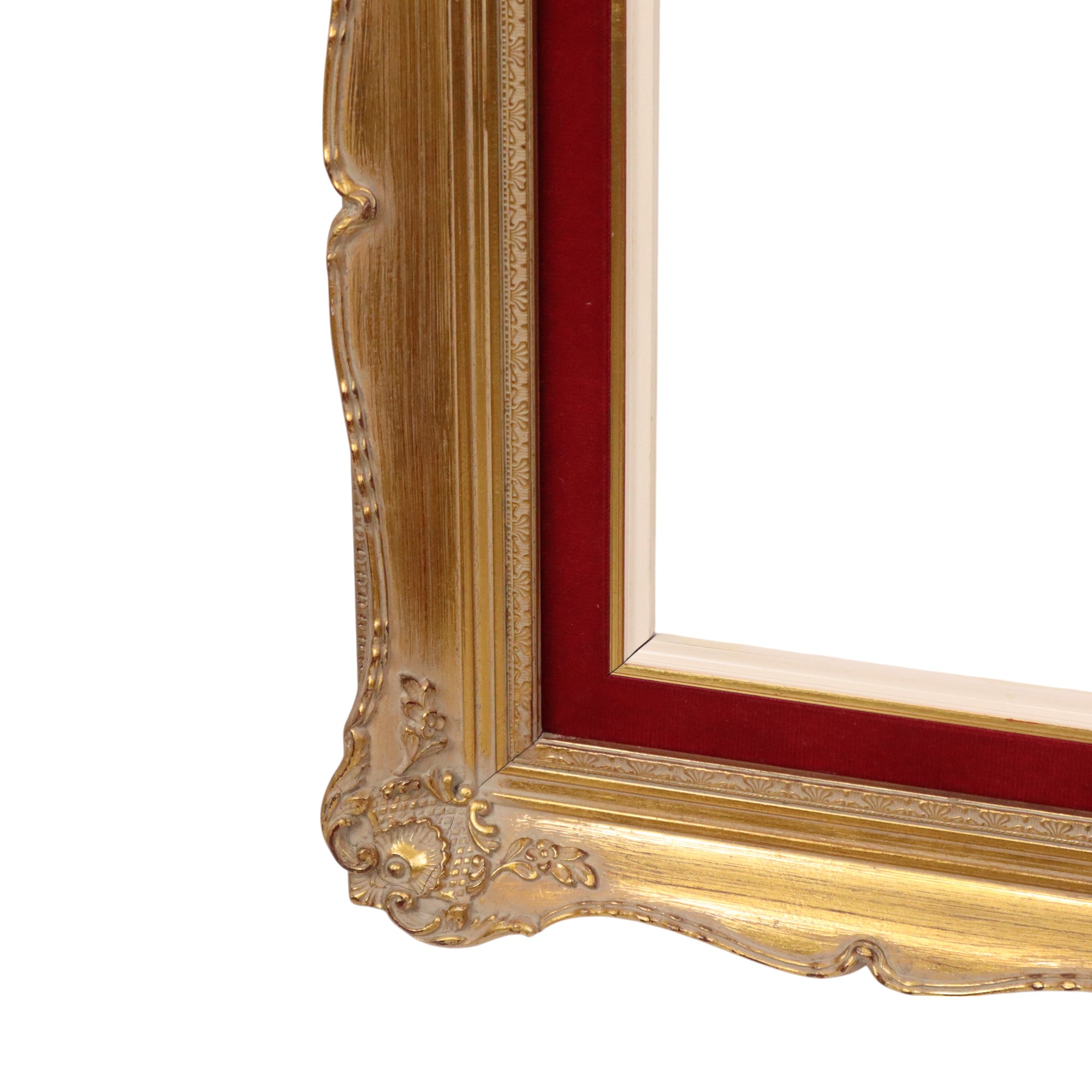 Vintage Vergulde Lijst Barok Stijl Rood Fluweel Klassiek 76x56cm image 8
