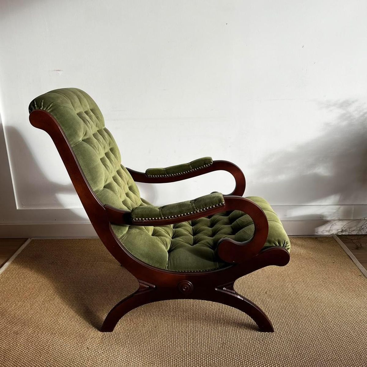Sale Groene Chesterfield Victoriaans Fauteuil Vintage image 4