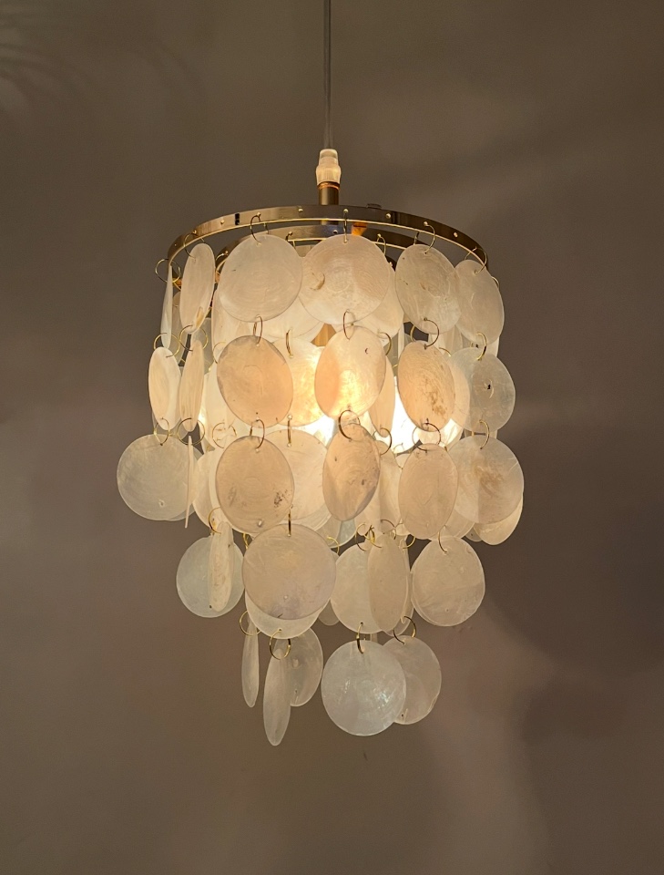 Opaline Capiz Parelmoer Goud Frame Schelp Hanglampen Meerdere Beschikbaar image 2