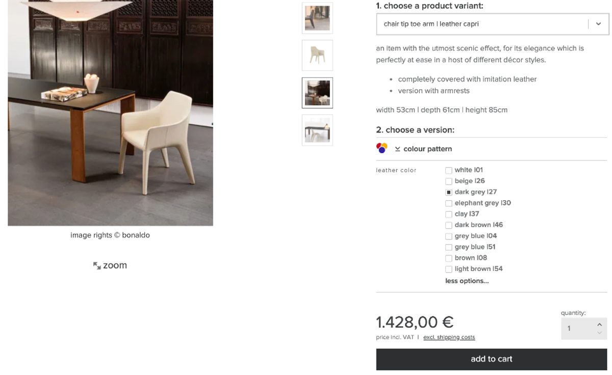 Design Stoel Leer €1428 “tip Toe Arm” Bonaldo Italië image 3
