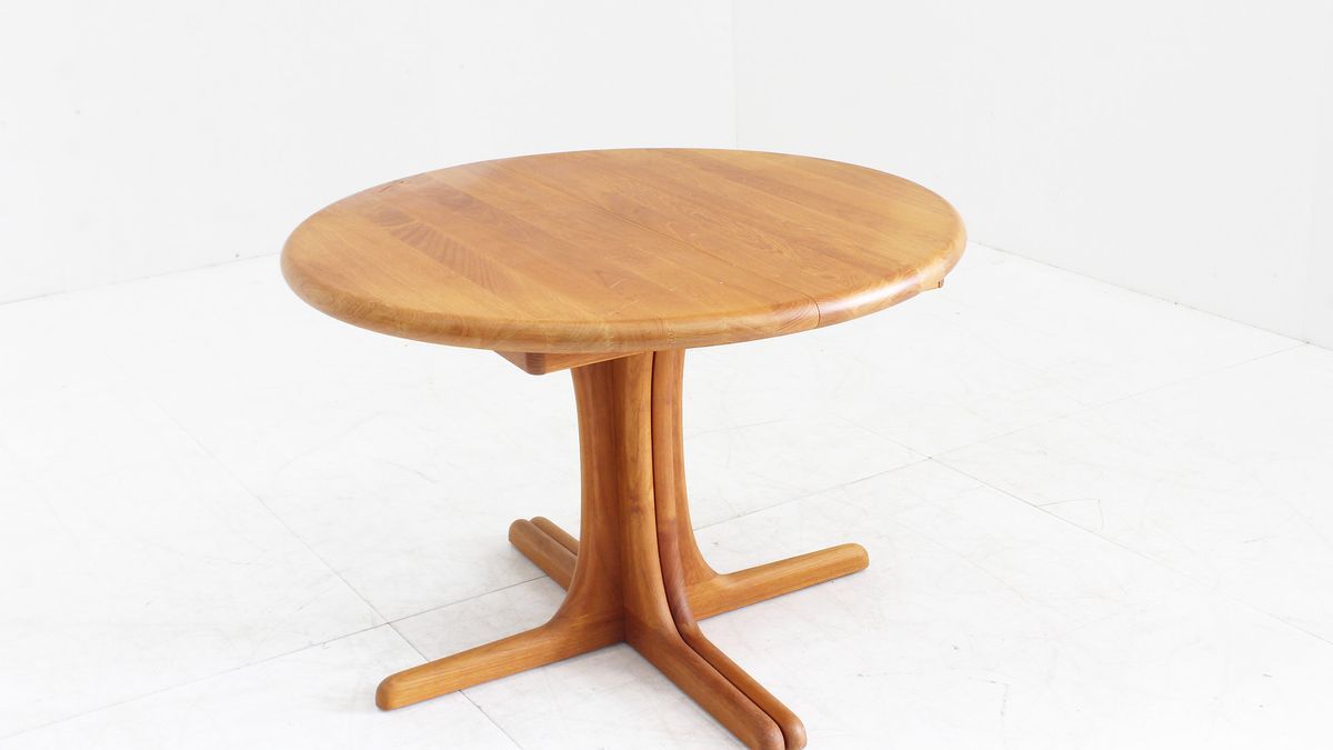Vintage Deense Ronde Uitschuifbare Eettafel Tafel Massief Teak image 2
