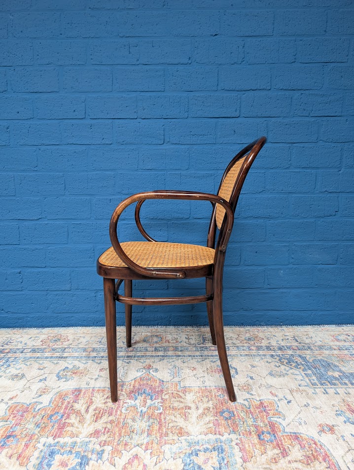 7x Vintage Rotan Stoelen, Model 215r, Thonet image 7