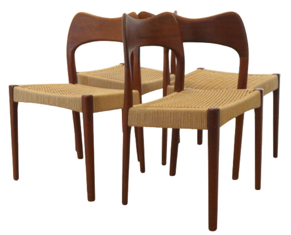Set 4 Stoelen Papercord Arne Hovmand Olsen Vintage image 12
