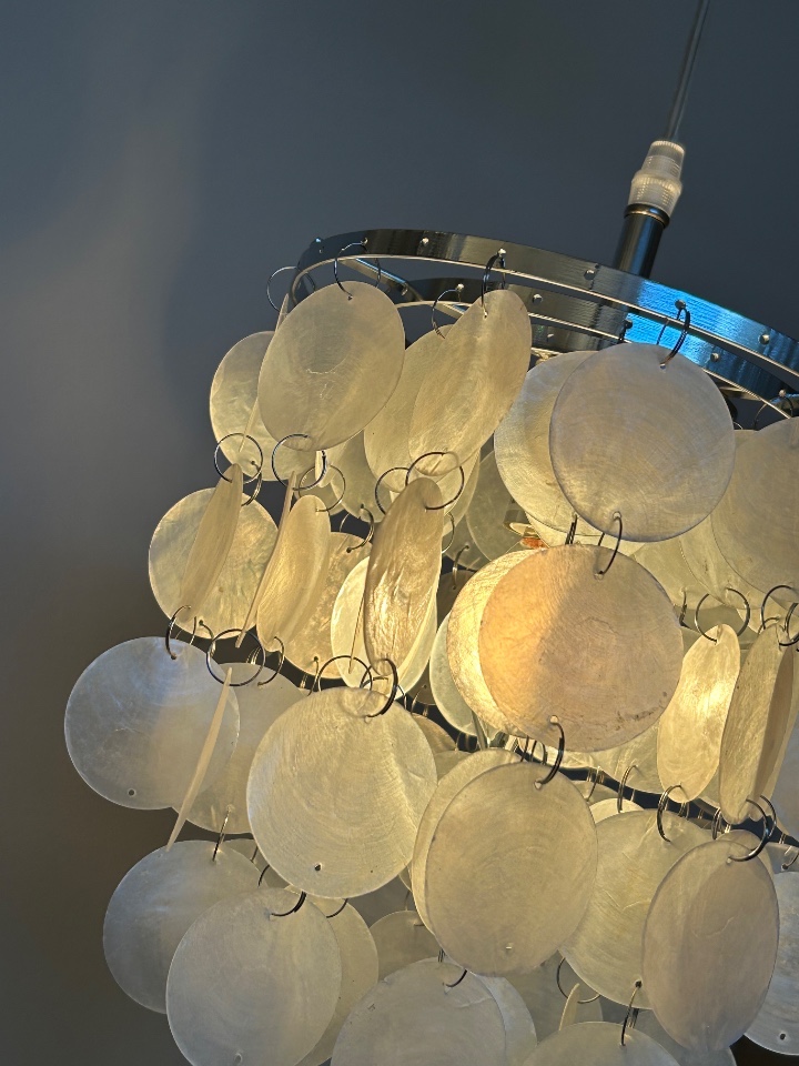 Opaline Capiz Parelmoer Chrome Frame Schelp Hanglampen Meerdere Beschikbaar image 6