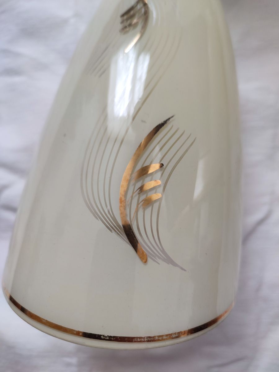 Vintage Fifties '50 X 4 Hanglamp & Wandlamp Glazen Lampenkap Schuin Afgesneden Kap image 3
