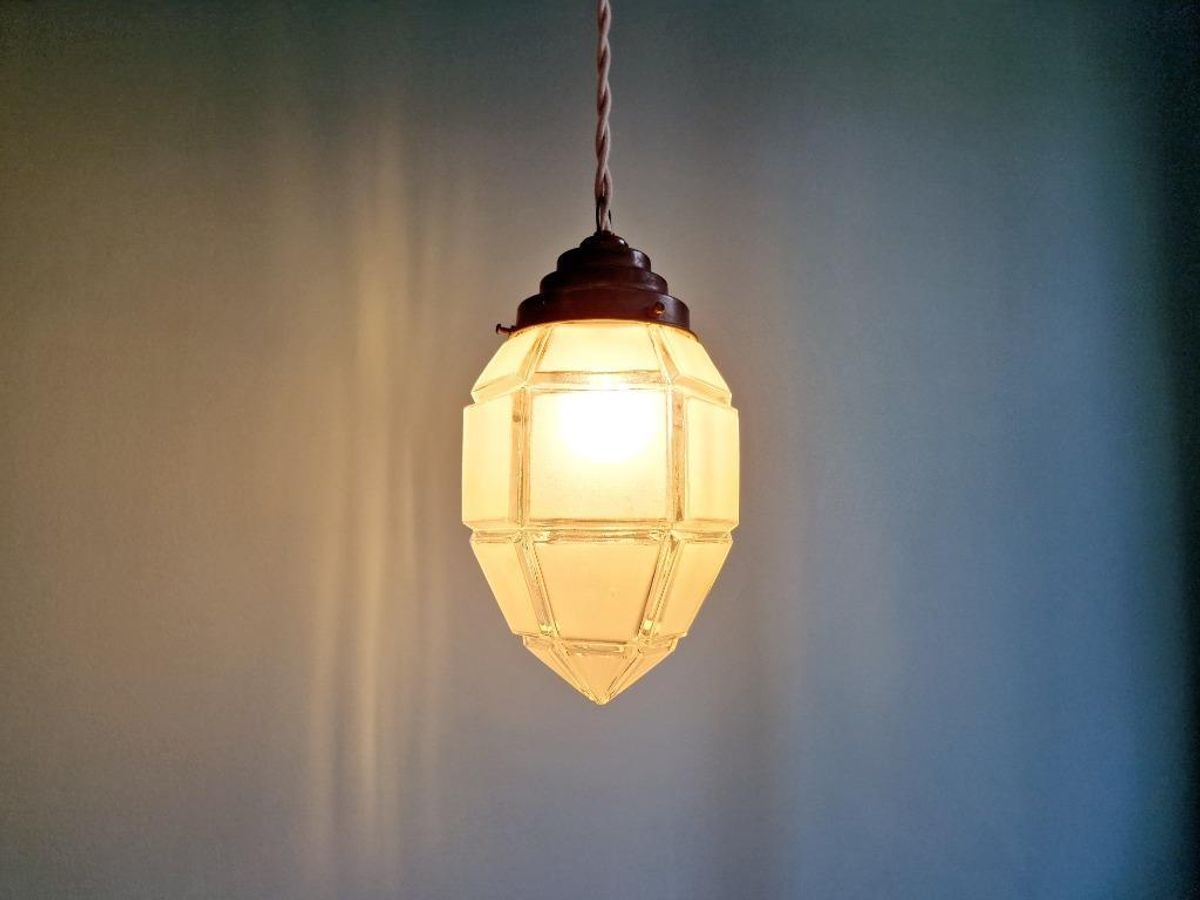 Art Deco Hanglamp In Gesatineerd Glas, 1920-30s image 2