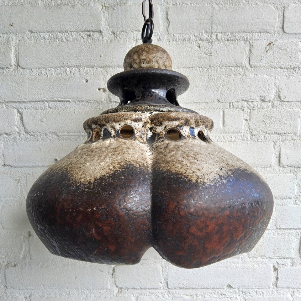 Vintage Keramieken Hanglamp (Duits) Brutalistische Lamp image 10