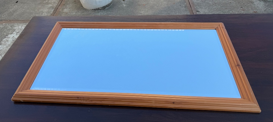 Vintage Brown Wooden Rectangular Wall Hanging Morris Mirror Large image 9
