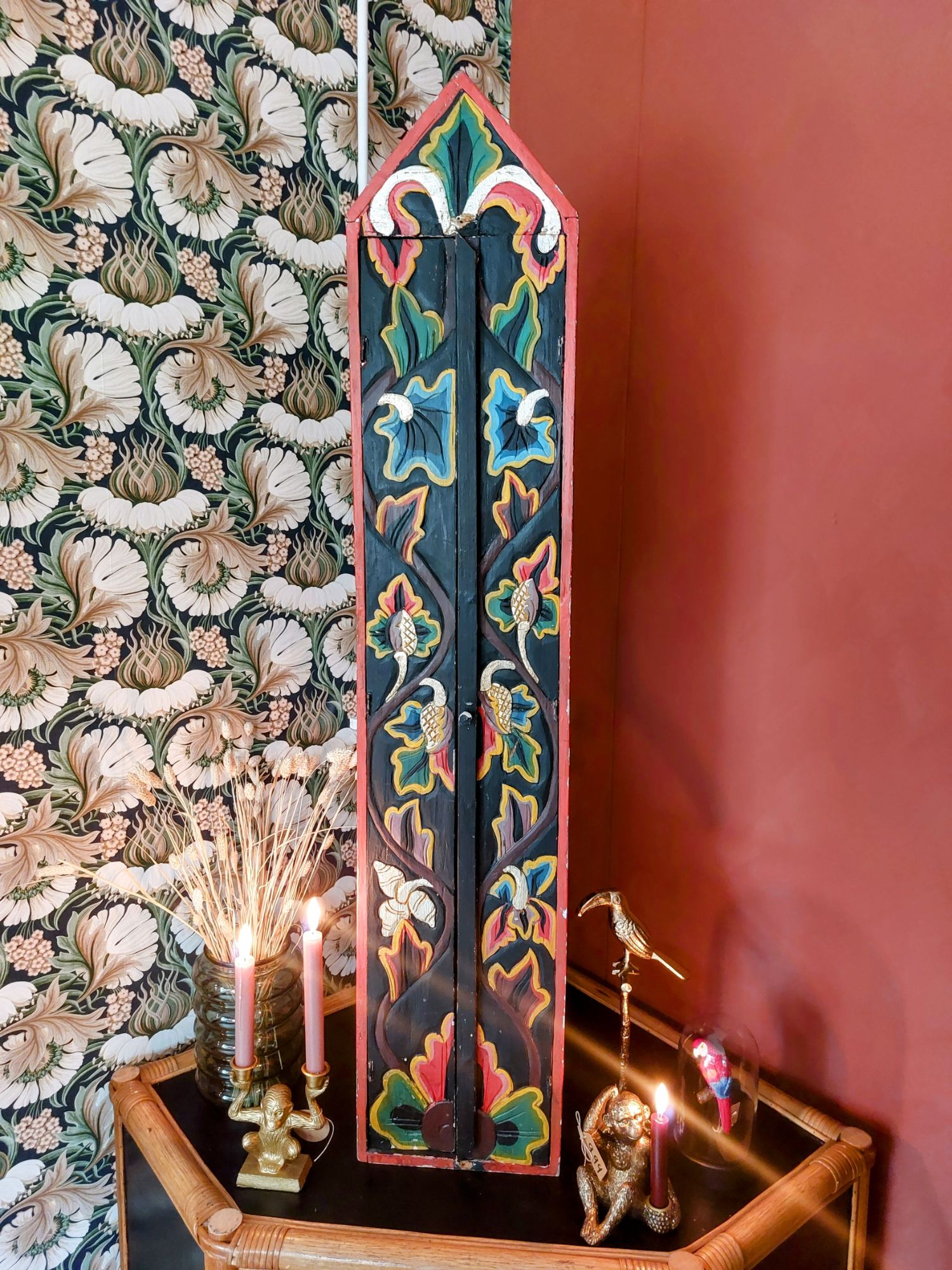 Tibetaans Kastje Houtsnijwerk Handgeschilderd image 4