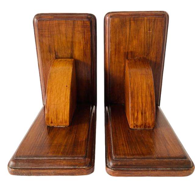 Vintage Boekensteunen Artdeco Stijl Hout image 3