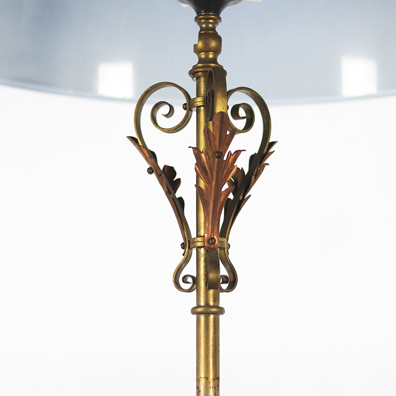 Antieke Staande Engelse Vloerlamp Roodkoper En Messing image 3