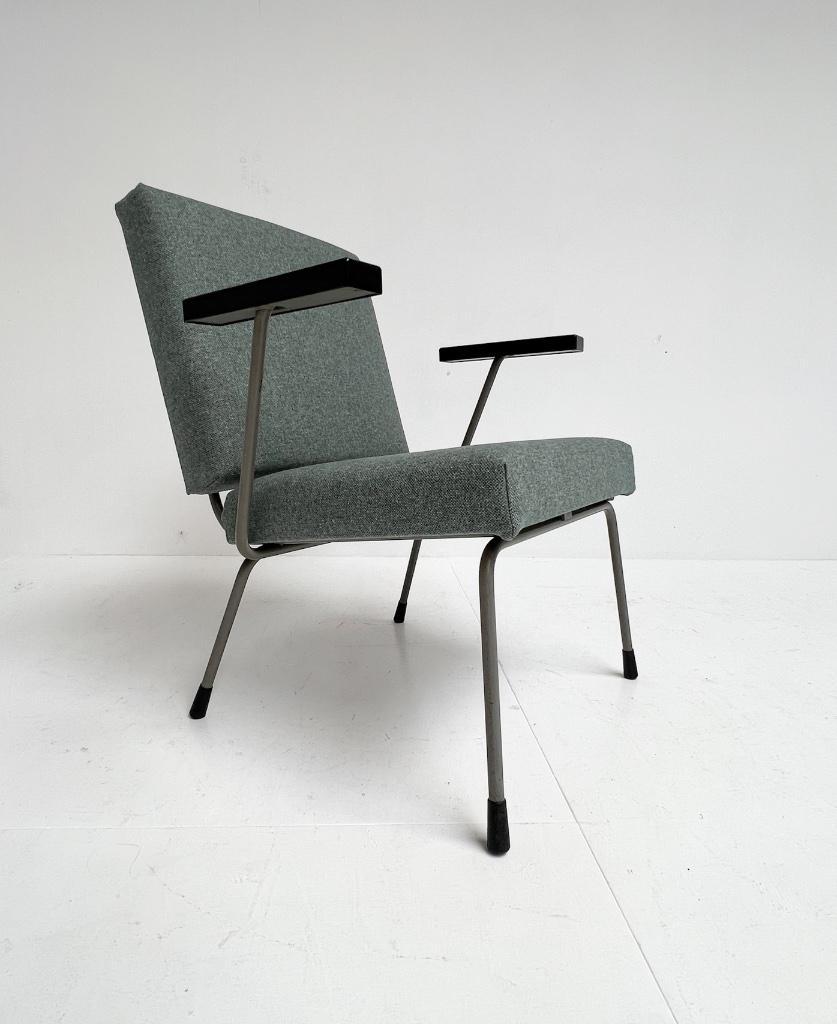 Opnieuw Gestoffeerde Blauwe Gispen 1401 Fauteuil, 1950's image 2