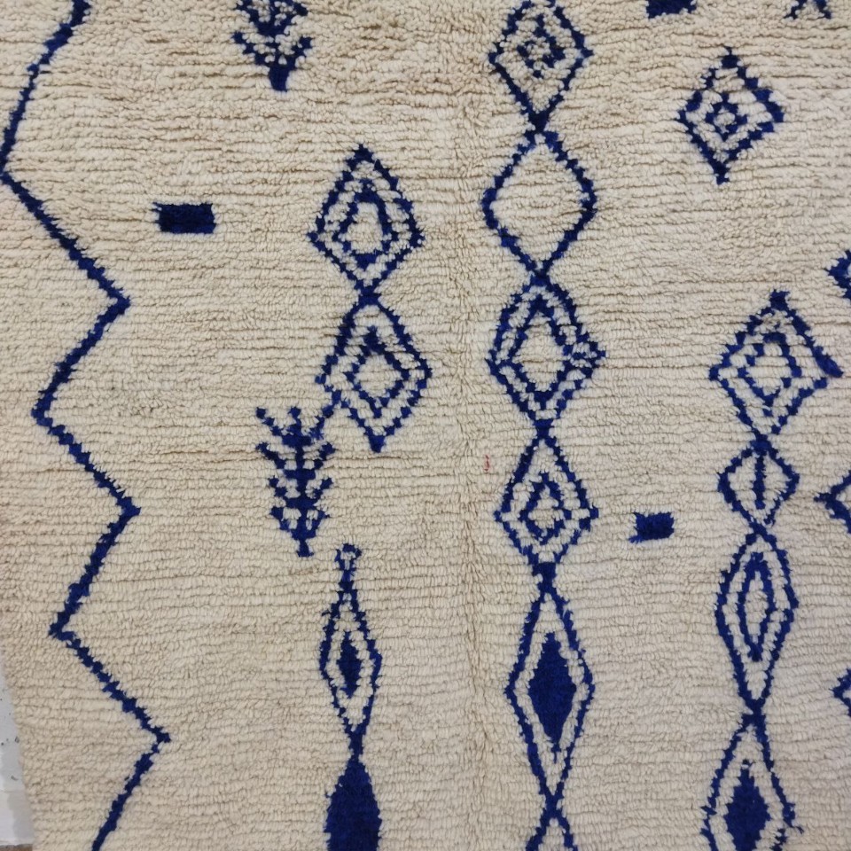 Handgeweven Marokkaanse Berber Tapijt - Blauw En Wit Geometrisch Patroon Met Zigzag (276X180 Cm) image 17