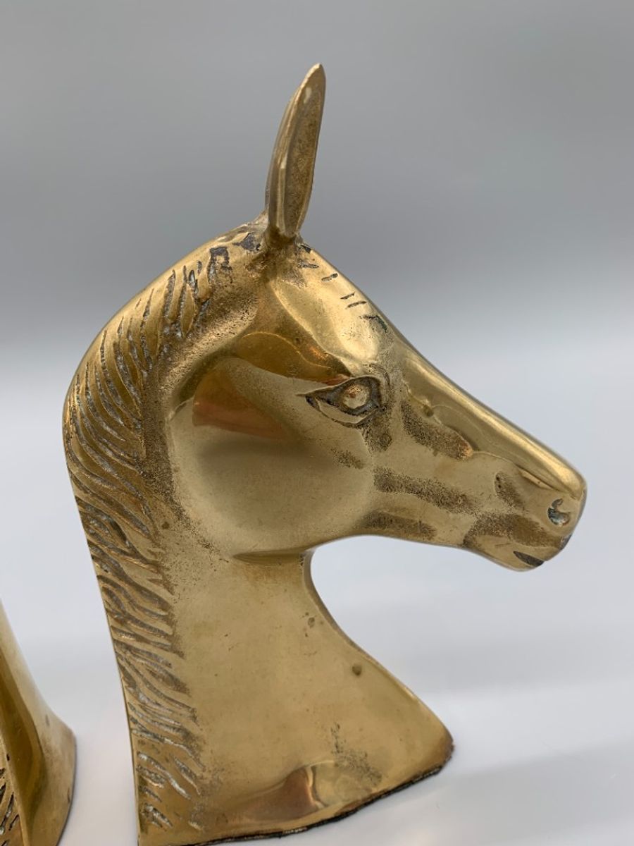 Vintage Boekensteunen Messing Paard image 7
