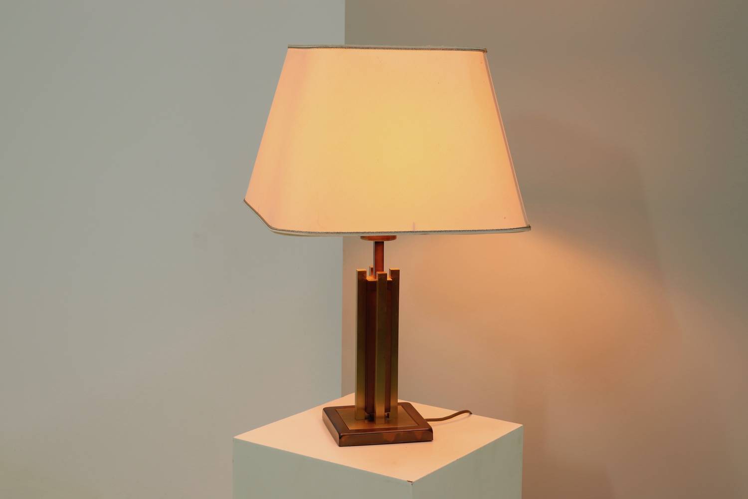Willy Rizzo Style Brass And Copper Table Lamp 1970s image 10