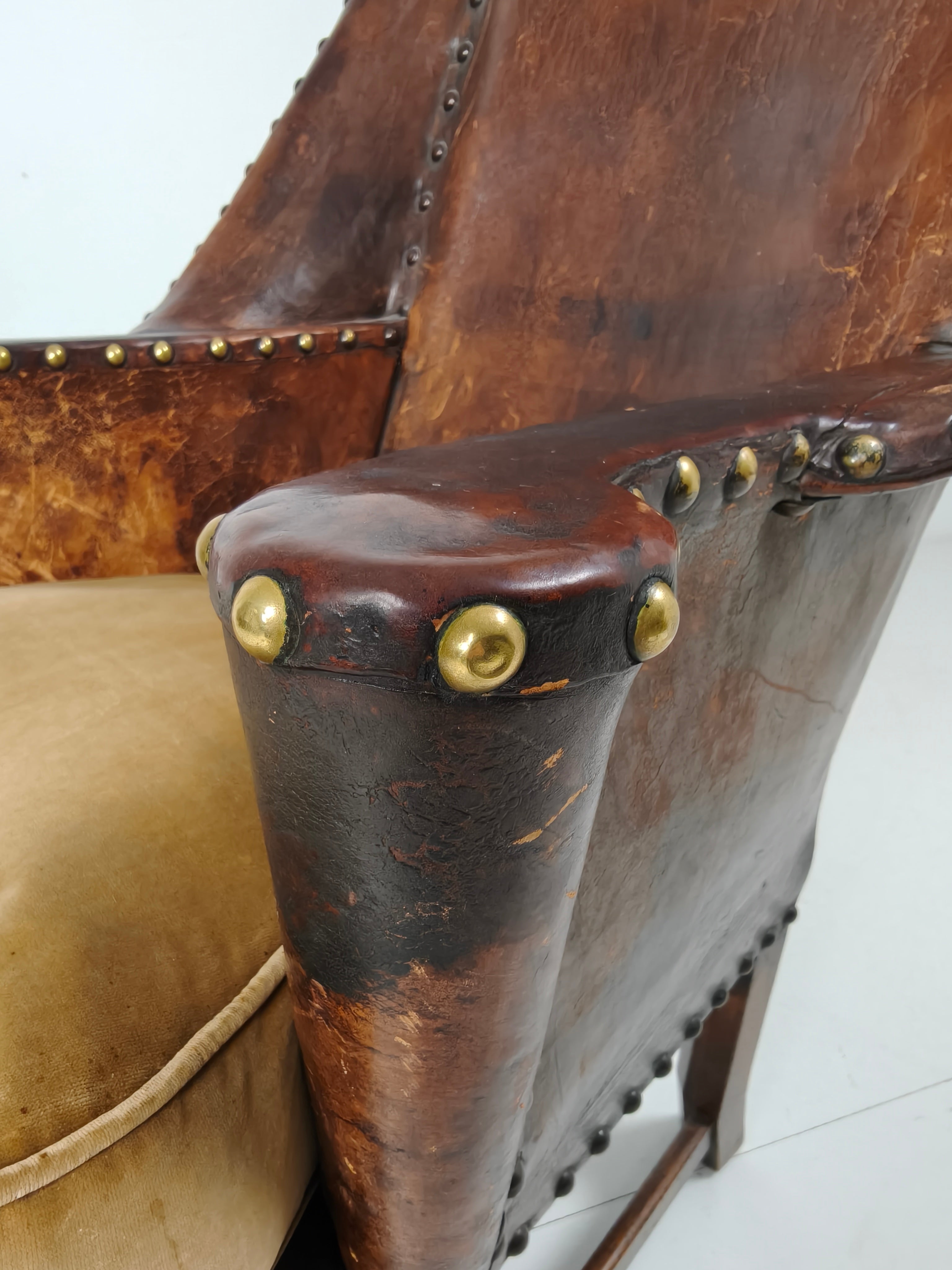 Antieke Leren Armstoel, Engeland Circa 1800 image 15