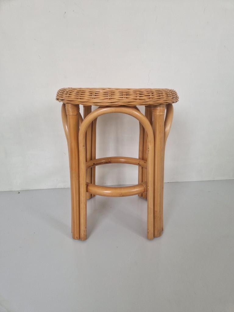 Vintage Rotan Boho Kruk Bamboe Design. image 5