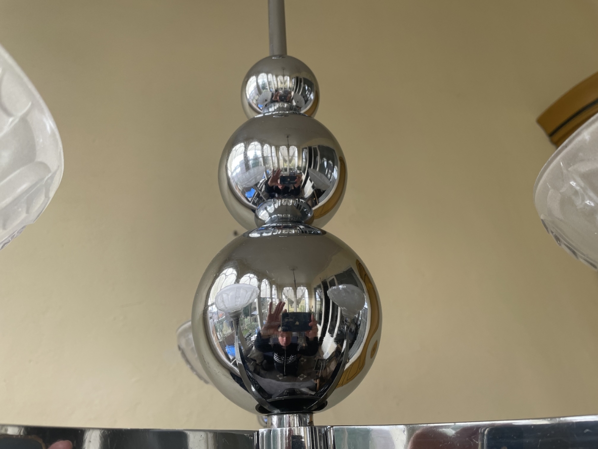 Lamp Hanglamp Art Deco 1930 Verchroomd Frans image 6