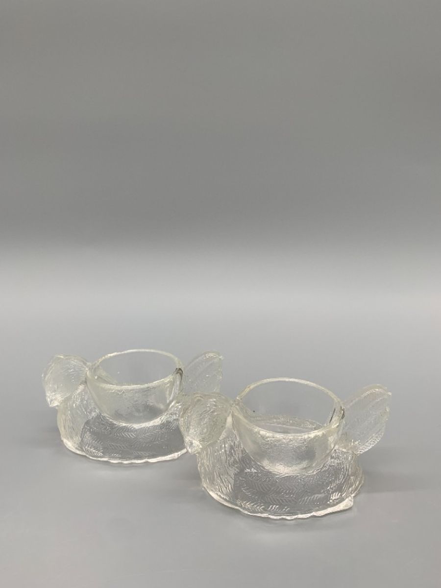 Set Vintage Persglas Eierdopjes Kip 2 Stuks image 2
